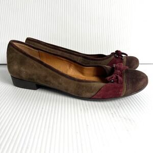 Women Sofft Eurosoft Brown Red Suede Leather Size 9.5 Ballet Flats Slip On Shoes